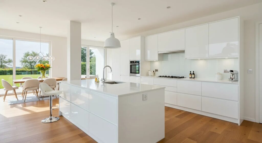 MDF براق، مات یا برجسته؟ کدام انتخاب بهتری است؟ 2 کابینت هایگلاس/ کابینت براق